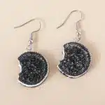 1 paire Super belle Oreo Biscuit boucles d'oreilles cadeaux de noël noir Cookie boucles d'oreilles pour femmes filles bijoux cadeaux 4