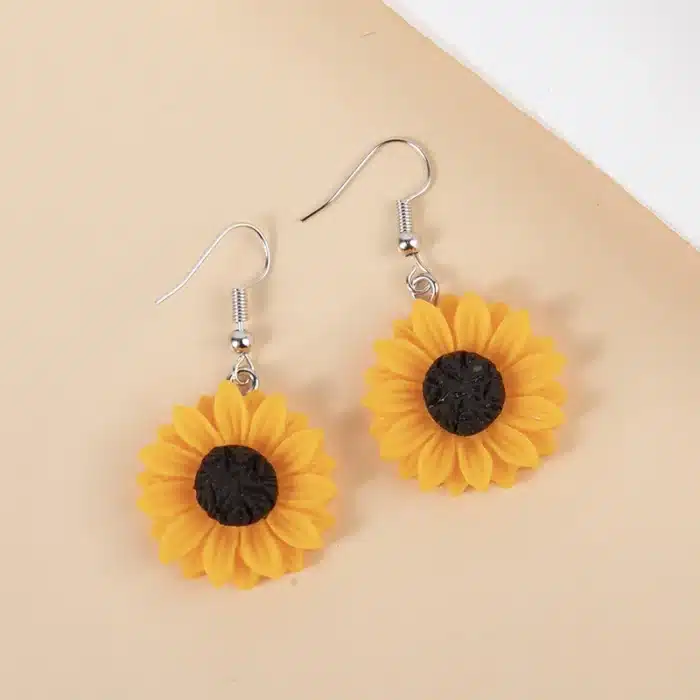 1 paire de boucles d'oreilles en résine marguerite chrysanthème tournesol, pendentif multi-szie pour bricolage, bijoux cadeaux 2