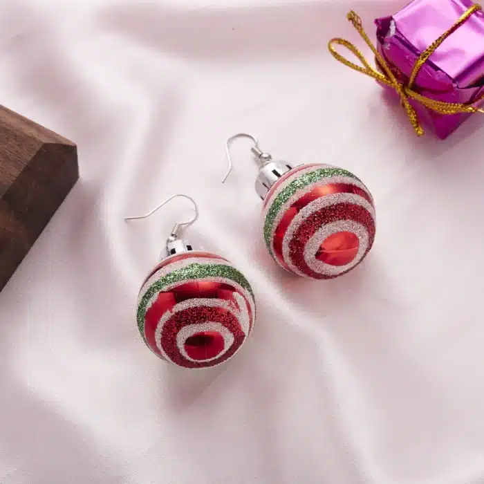 Boucles d'oreilles créatives en résine pour femmes, crochet d'oreille, étoile, flocon de neige, paillettes brillantes, boule ronde, bijoux de noël 3