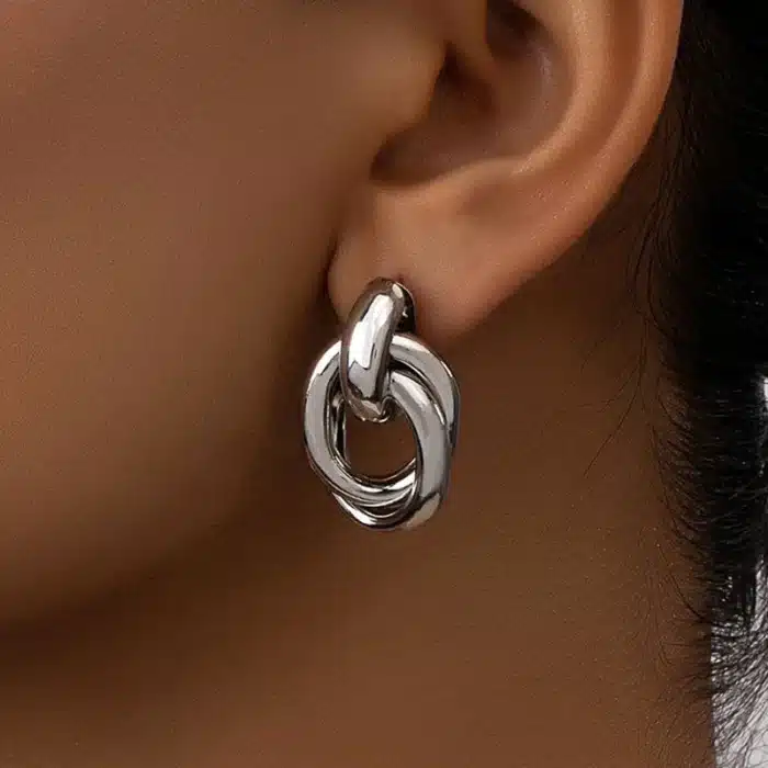 Boucle d'Oreille en Or et Argent avec Nministériels d pour Femme, Brcorporelle, Plaqué, Carillon, Mignon, 03/Wear, Bijoux 2
