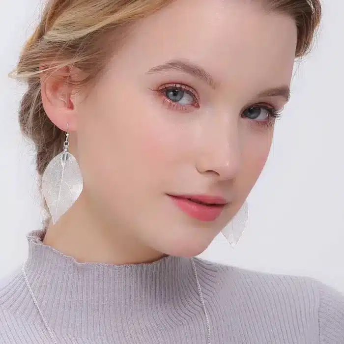 LOVBEAFAS 2024 mode mariage longues boucles d'oreilles filigrane trempé Unique naturel véritable feuille boucles d'oreilles pour les femmes bijoux fins cadeaux de fête 2