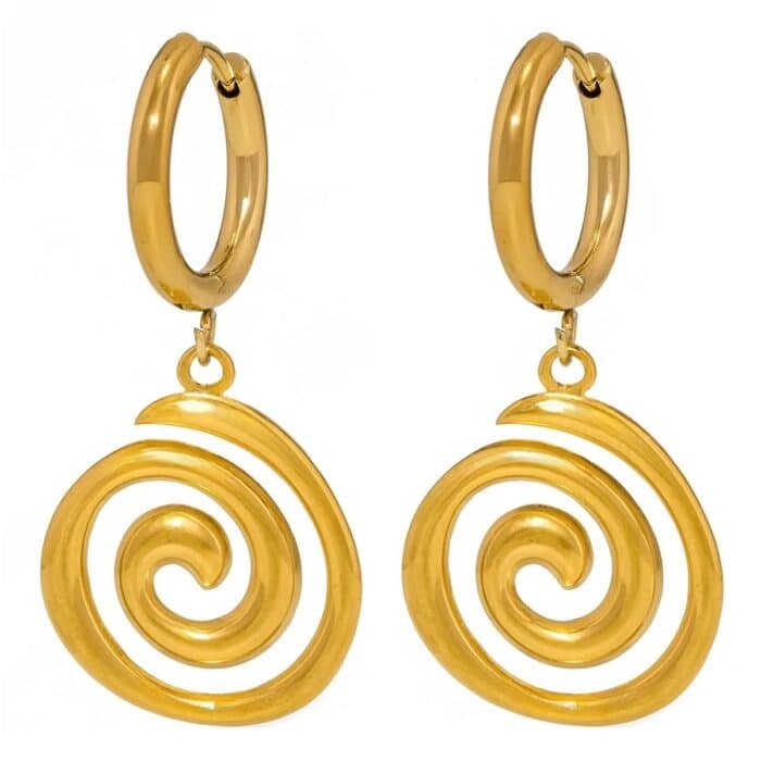 Boucle d'oreille pendante spirale