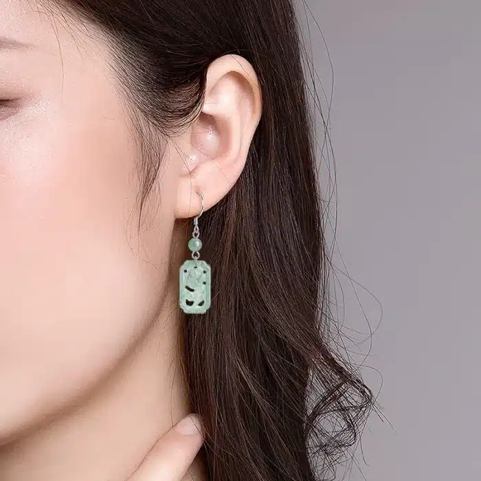 Boucles d'oreilles en Jade naturel de qualité A, Rose d'eau bleue, argent S925 incrusté de jadéite glacée, cadeaux personnalisés pour femmes, bijoux, livraison directe 5