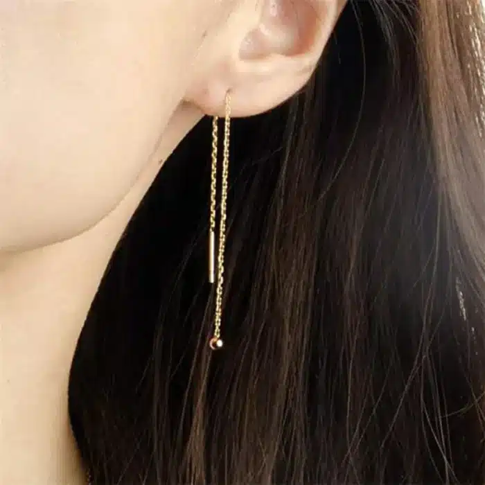 MinaMaMa acier inoxydable longue chaîne mince gland boule étoile papillon goutte boucle d'oreille pour femme enfileur boucles d'oreilles bijoux de mode 4