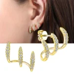 Boucles d'oreilles à griffes couleur argent pour femmes, exquises et brillantes, en Zircon CZ, tempérament, bijoux de mariage, 2024 2