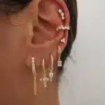 Boucles d'oreilles créoles en acier inoxydable et zircone cubique pour femmes, petit pendentif Cartilage Helix Tragus, bijoux de perçage, nouvelle collection 1