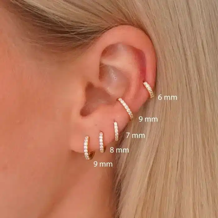 Boucles d'oreilles Huggie minimales en acier inoxydable, 1 paire, petit cristal de zircone, Helix fine, Tragus, Cartilage, bijoux de perçage 3