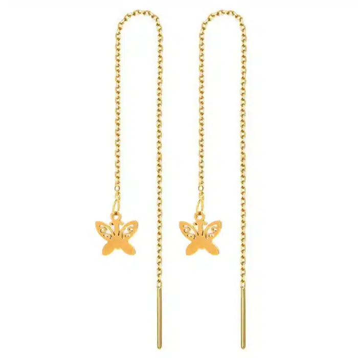 MinaMaMa acier inoxydable longue chaîne mince gland boule étoile papillon goutte boucle d'oreille pour femme enfileur boucles d'oreilles bijoux de mode 2