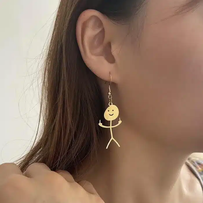 Boucles d'oreilles Doodle amusantes pour femmes, Punk Hip Hop, doigt en métal, geste de la main, personnage, bijoux de fête de mariage 2