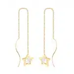 LUXUKISSKIDS Brincos acier inoxydable coquille noire gland goutte boucles d'oreilles papillon coréen fée bijoux chaîne longue boucle d'oreille 15