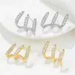 Boucles d'oreilles à griffes couleur argent pour femmes, exquises et brillantes, en Zircon CZ, tempérament, bijoux de mariage, 2024 6