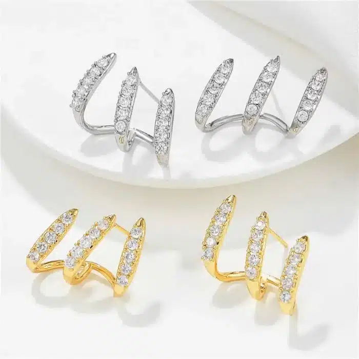 Boucles d'oreilles à griffes couleur argent pour femmes, exquises et brillantes, en Zircon CZ, tempérament, bijoux de mariage, 2024 6