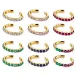 TIANDE – boucles d'oreilles couleur or en forme de C pour femmes, faux Piercing en Zircon, Clip, bijoux à la mode, vente en gros, 2023 1