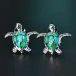 Boucles d'oreilles tortue de mer mignonnes pour femmes, Imitation opale de feu bleue, à la mode, bijoux cadeaux de mariage 16