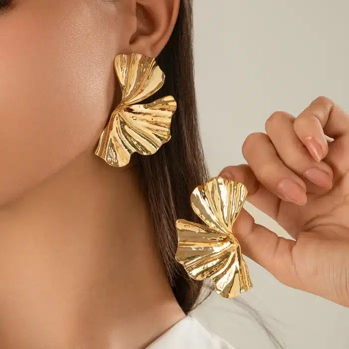 Ingemark – boucles d'oreilles exagérées en forme de grande feuille d'érable pour femmes, Punk, couleur or, pétale géométrique, Piercing, accessoires Y2K 1