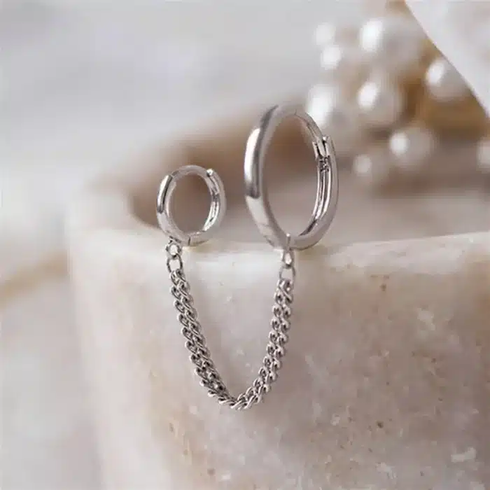 Boucles d'oreilles piercing à deux trous pour femmes, cerceau brillant, boucle d'oreille document en métal, accessoires de bijoux de fête, offre spéciale 4