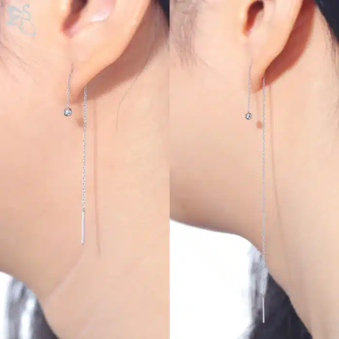 ZS 1-2 pièces/lot 20G en acier inoxydable longue chaîne pendentif oreille Stud 60/120MM gland étoile goutte oreilles ligne boucles d'oreilles Piercing bijoux cadeau 6