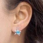 Boucles d'oreilles tortue de mer mignonnes pour femmes, Imitation opale de feu bleue, à la mode, bijoux cadeaux de mariage 6