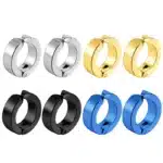 Boucles d'oreilles classiques Punk coréennes en acier inoxydable pour hommes et femmes, 2 pièces, noir, faux cercle d'oreille percé, nouveaux bijoux Pop 20