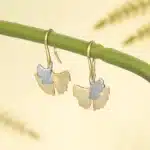 Boucles d'oreilles pendantes en argent regardé 925 pour femmes et filles, bijoux faits à la main, cuir chevelu Ginkgo Biloba, cadeaux d'anniversaire et de Noël, ami 3