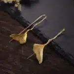 Anni Fun-Boucles d'oreilles en argent regardé 925 véritable pour femme, bijoux fins de créateur, vintage, or 18 carats, cuir chevelu Ginkgo, boucles d'oreilles pendantes 7