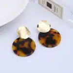 Boucles d'oreilles rondes en acétate d'écaille de tortue pour femmes, sans trou, résine acrylique, géométrie, léopard, tendance 2020 15