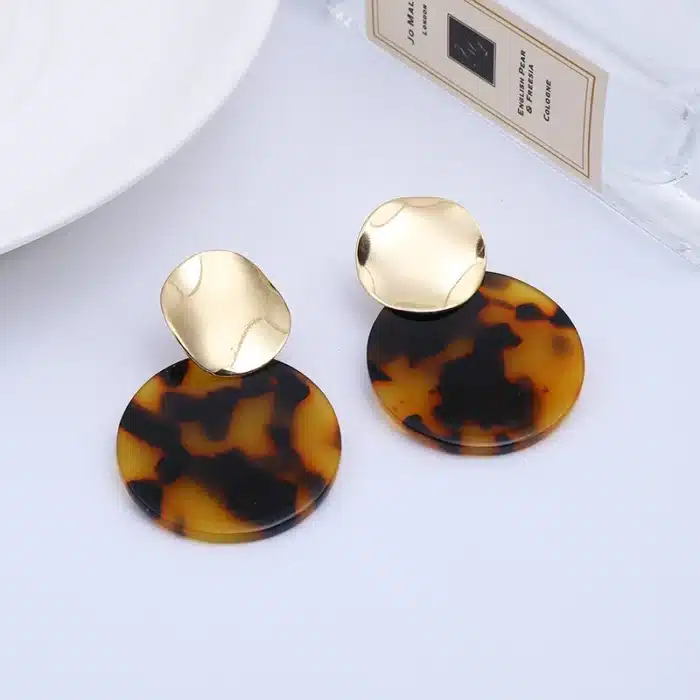 Boucles d'oreilles rondes en acétate d'écaille de tortue pour femmes, sans trou, résine acrylique, géométrie, léopard, tendance 2020 15