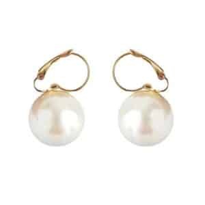 Boucle d'oreille boule blanche