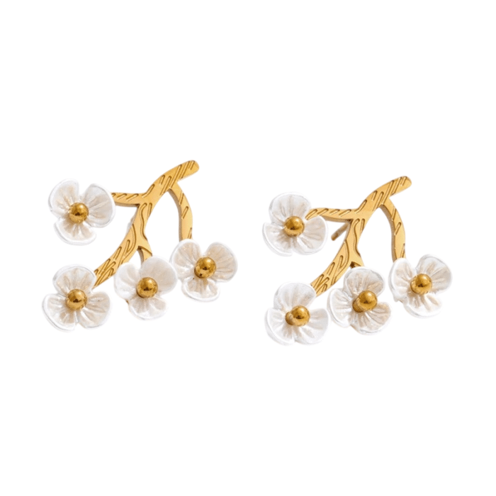 Boucle d'oreille fleurs blanches