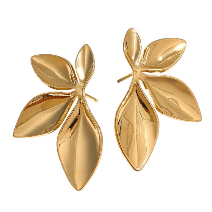 Boucles d'oreilles feuilles dorées