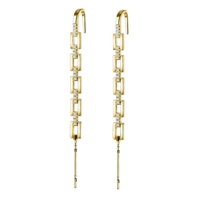 Boucle d'oreille chaine traversante