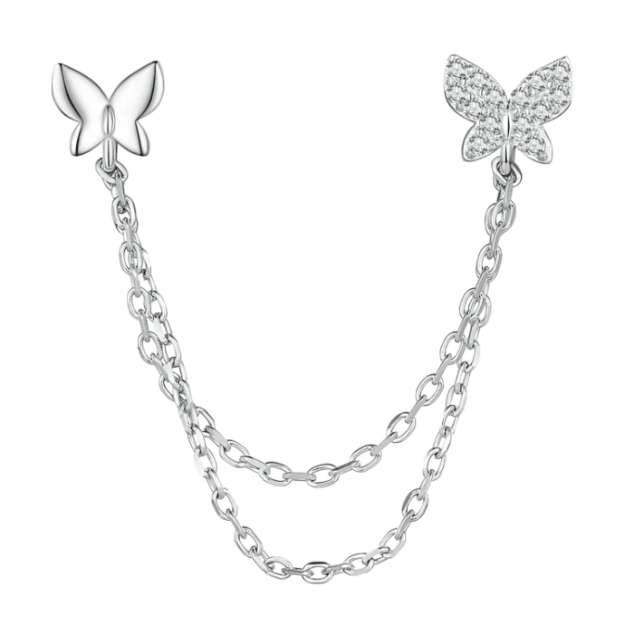 Boucle d'oreille 2 trous argent