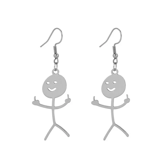 Boucle d'oreille bonhomme doigt d'honneur