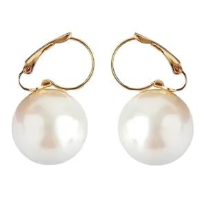 Boucle d'oreille boule blanche