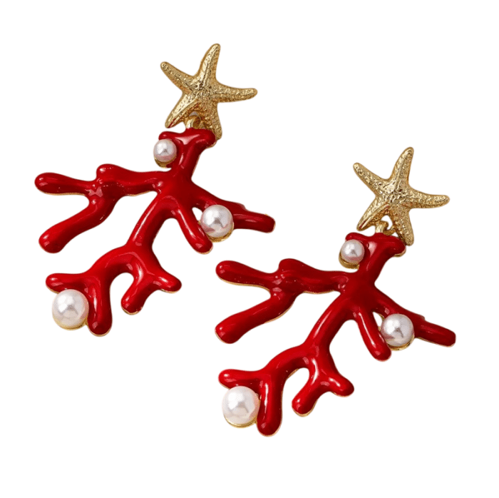 Boucles d'oreilles corail rouge