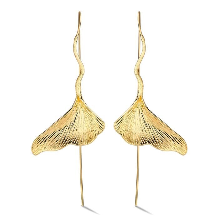 Boucle d'oreille feuille ginkgo or