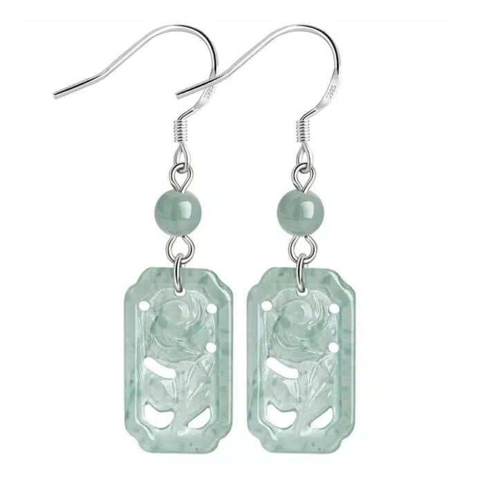 Boucle d'oreille pendante jade