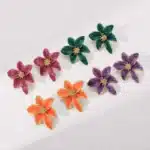 Boucles d'oreilles Vintage en émail rouge pour femmes, mode douce goutte d'huile, personnalité, bijoux de voyage et de mariage 5