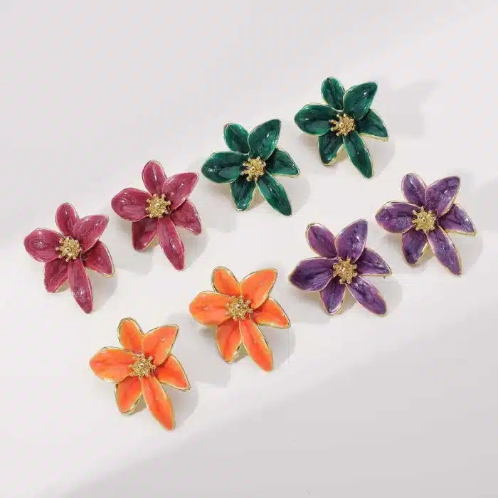 Boucles d'oreilles Vintage en émail rouge pour femmes, mode douce goutte d'huile, personnalité, bijoux de voyage et de mariage 5