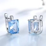 UMCHO luxe Nano ciel bleu topaze pierres précieuses bijoux solide 925 en argent Sterling pince sur boucles d'oreilles pour les femmes cadeau d'anniversaire de mode 2