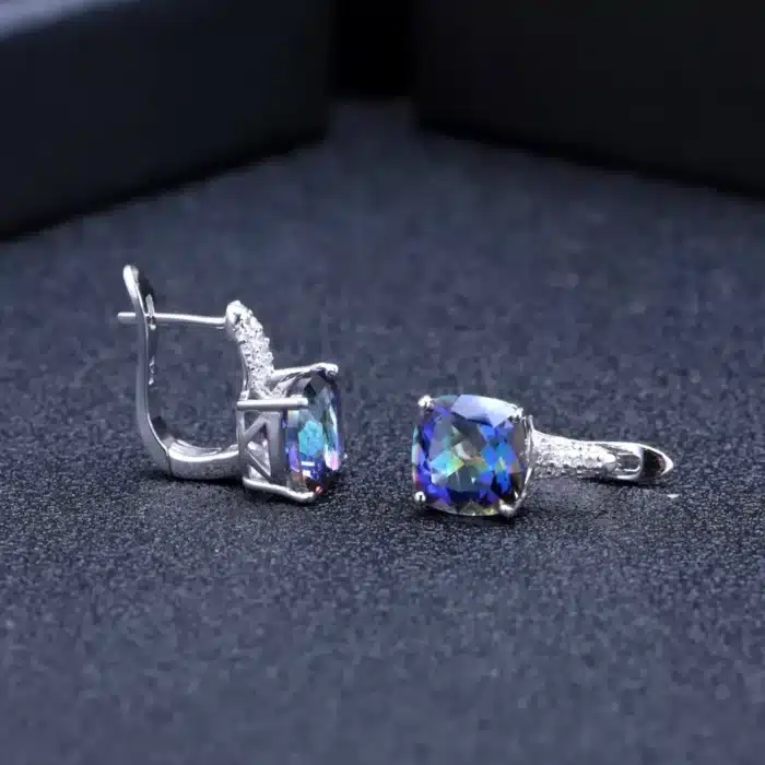 GEM'S BALLET-Boucles d'Oreilles en Quartz Mystique Blueish Naturel pour Femme, Bijoux Fins en Argent Sterling 925, 7.33ct 3