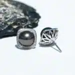 AnuJewel 9-10mm boucles d'oreilles en perles de tahiti naturelles avec Cer S925 en argent Sterling haute brillance boucles d'oreilles en perles d'eau de mer pour femme 5