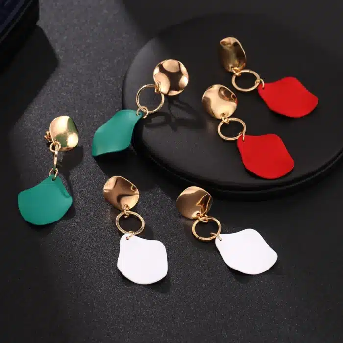 Mode géométrique clip boucle d'oreille pour femmes Brincos Vintage rouge vert blanc sans trou boucle d'oreille 2019 irrégulière coréen bijoux 5