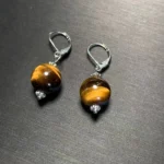 HEYYA – boucles d'oreilles créoles en œil de tigre naturel, 12MM, en argent Sterling 925, Simple, classique, cercle rond, bijoux en pierres précieuses 2