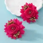 Boucles d'oreilles à clous pour femmes, fil de maille tridimensionnel multicouche, fausse fleur multicolore, accessoires d'oreille CE291 7