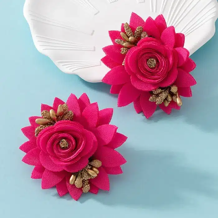 Boucles d'oreilles à clous pour femmes, fil de maille tridimensionnel multicouche, fausse fleur multicolore, accessoires d'oreille CE291 7