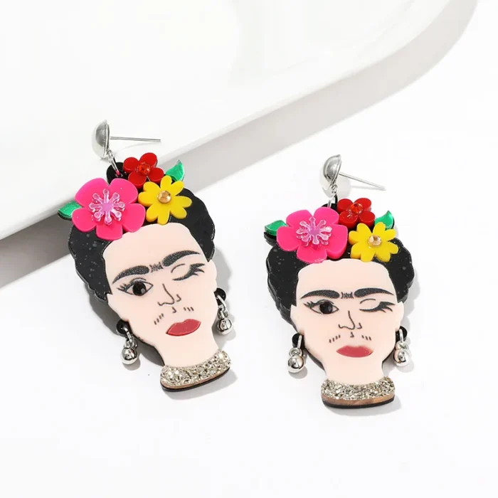 YAOLOGE – boucles d'oreilles suspendues exagérées pour femmes, personnalité créative, rétro, bijoux en acrylique, cadeaux intéressants pour femmes, nouvelle mode 2