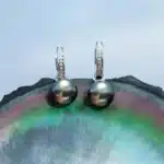 AnuJewel 10-11mm naturel tahiti noir perle boucles d'oreilles polyvalentes argent Moissanite Huggie cerceau perle boucles d'oreilles en gros 3