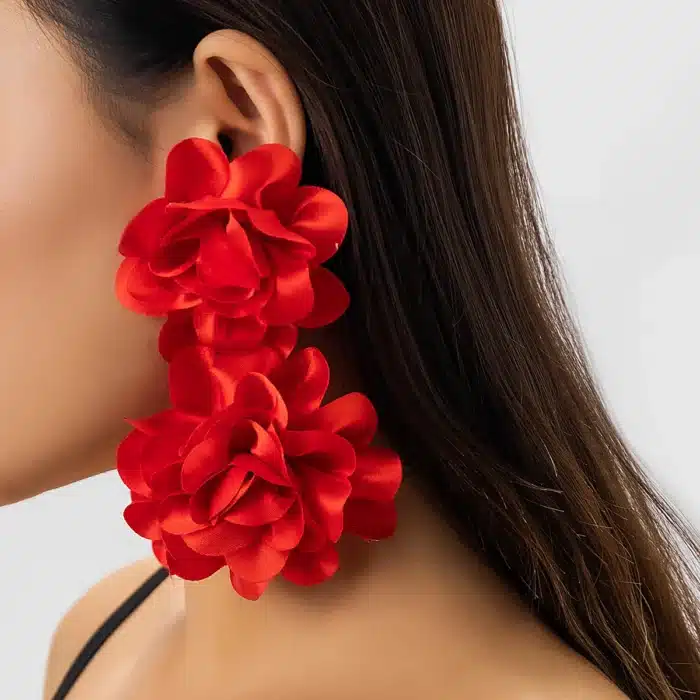 Salircon bohème rouge grande fleur boucles d'oreilles Vintage à la mode fête grandes boucles d'oreilles pour les femmes élégant Banquet de mariage bijoux 1