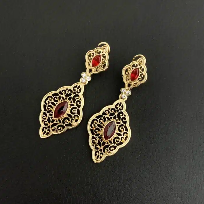 Neovisson mode boucles d'oreilles dorées fleur creuse boucles d'oreilles bijoux de mariée boucles d'oreilles avec strass femmes boucles d'oreilles cadeau 5